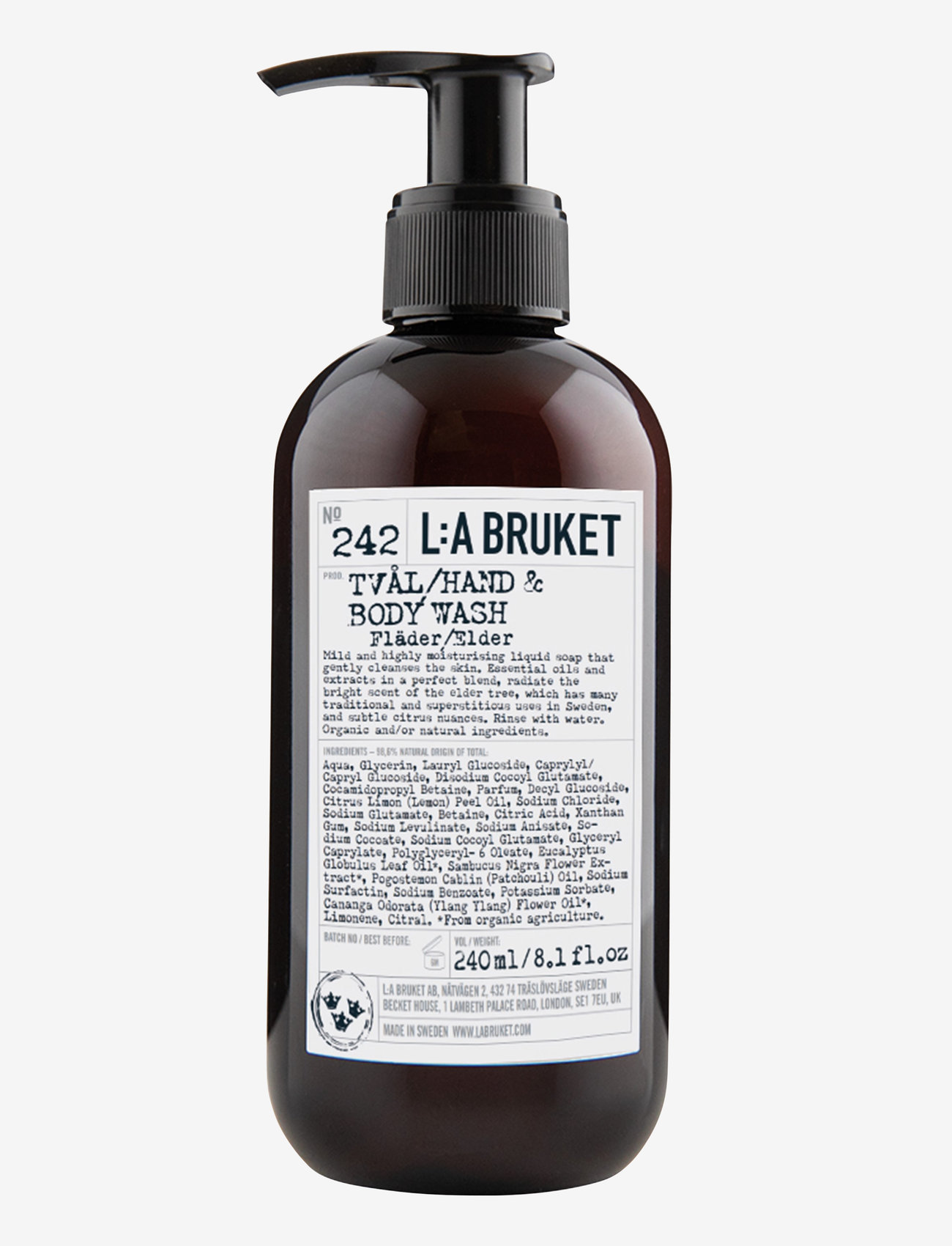 L:a Bruket - 242 Hand & Body Wash Elder - dušo želė ir aliejai - clear - 0