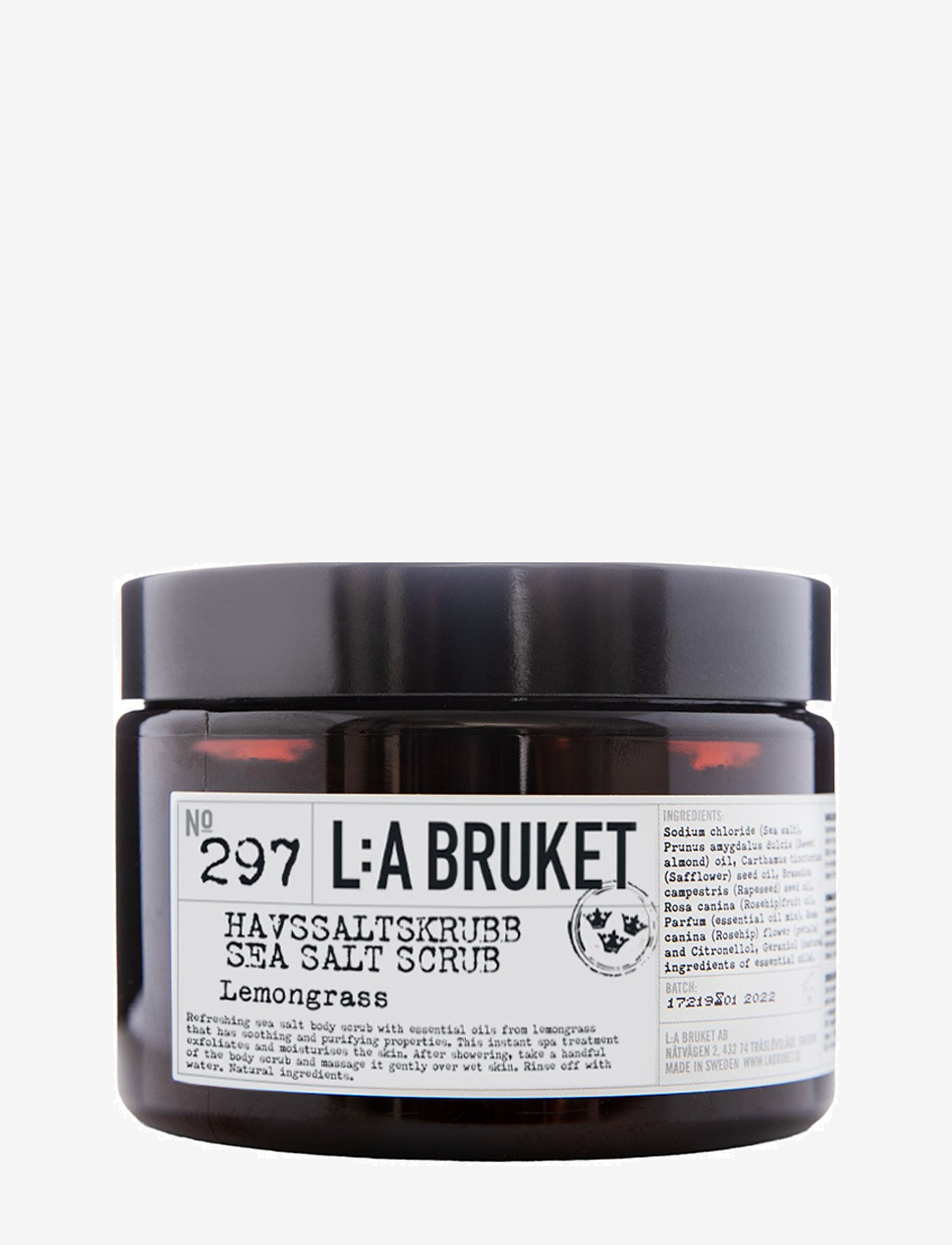 L:a Bruket - 297 Sea Salt Scrub Lemongrass - skrúbbar - líkami - clear - 0