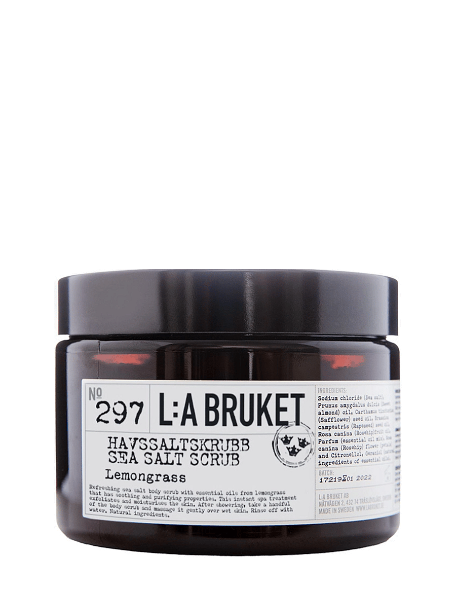 L:a Bruket - 297 Sea Salt Scrub Lemongrass - skrubb & exfoliators - kropp - clear - 0