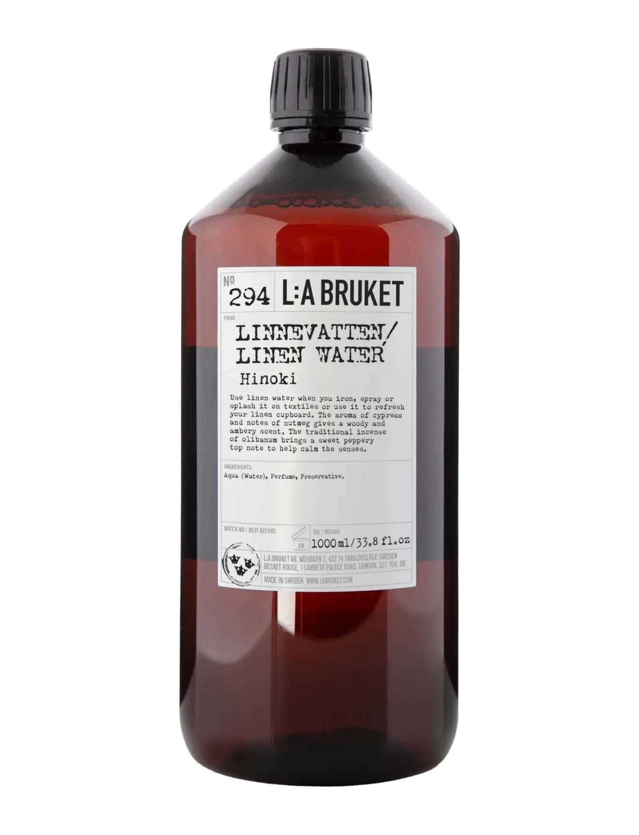 L:a Bruket 294 Linen Water Hinoki, 1000 ml, Nude, Hjem > Hjemmespray, Dame