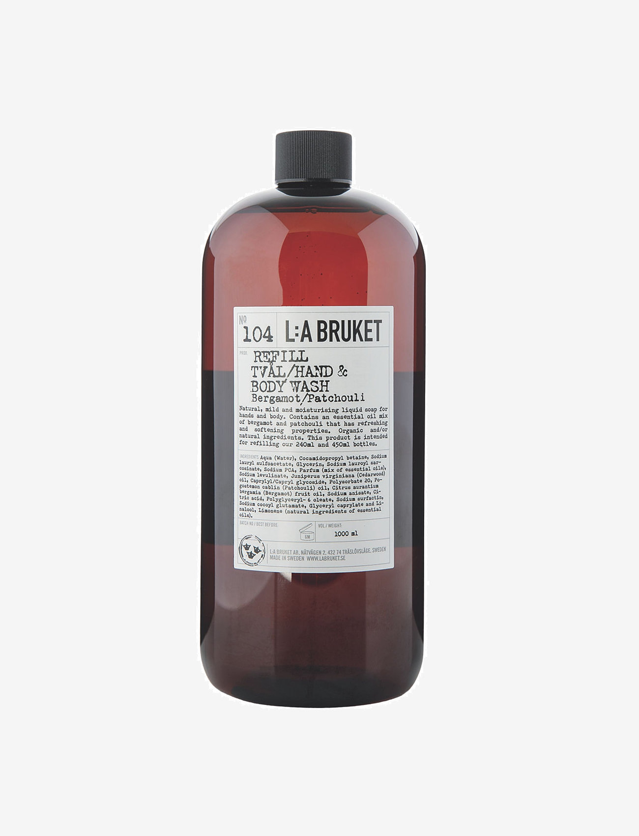 L:a Bruket - 104 Refill Hand & Body Wash Bergamot/Patchouli - clear - 0