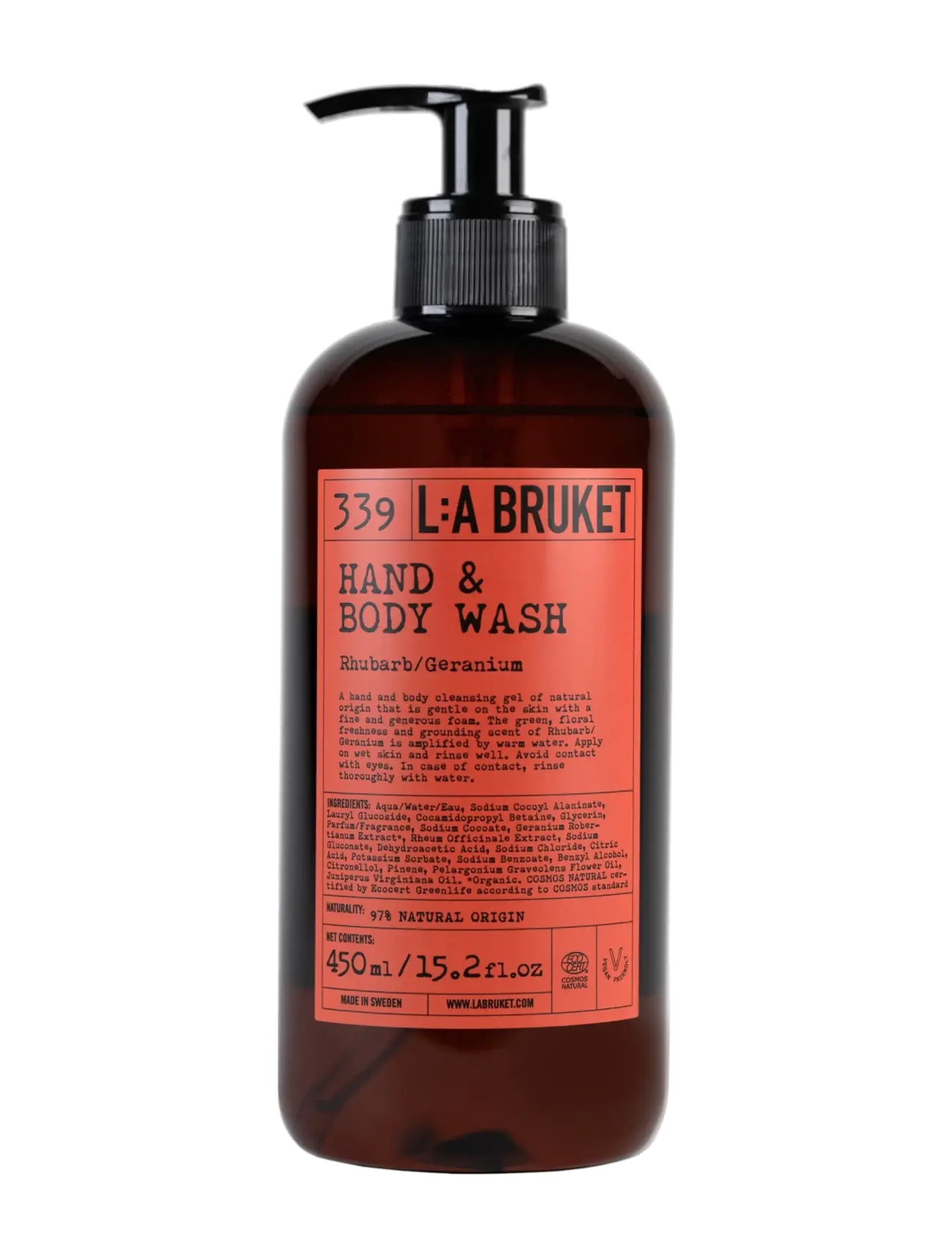 L:a Bruket Hand & Body Wash Rhubarb 450 Ml, Flydende håndsæbe, Nude, Str: 450 ML