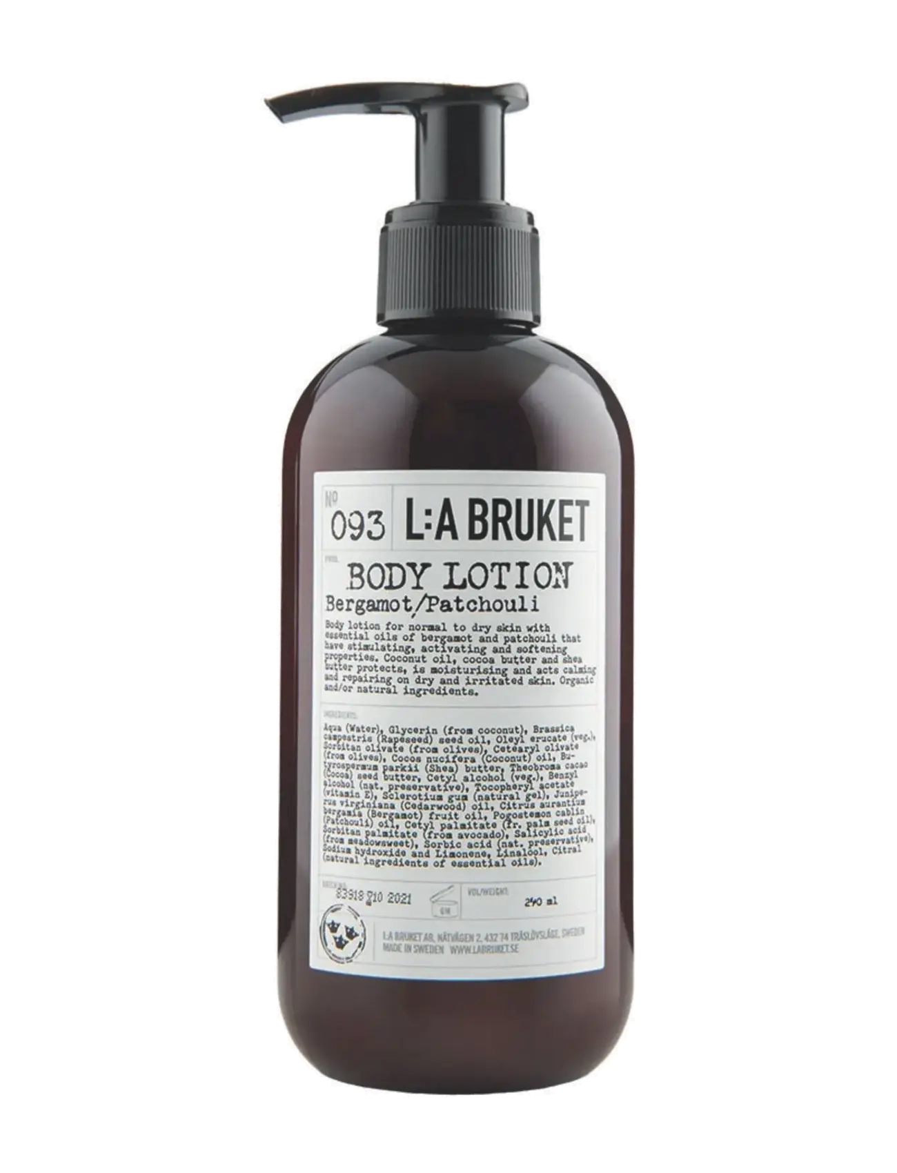 L:a Bruket 093 Body Lotion Bergamot/Patchouli, 240 ml, Nude, Kropspleje > Cremer & Lotions & Bodybutter, Dame