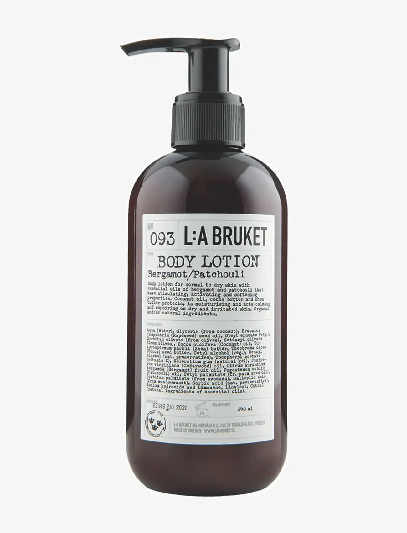 L:a Bruket - 093 Body Lotion Bergamot/Patchouli - lotion & creme - clear bergamot/patchouli - 0