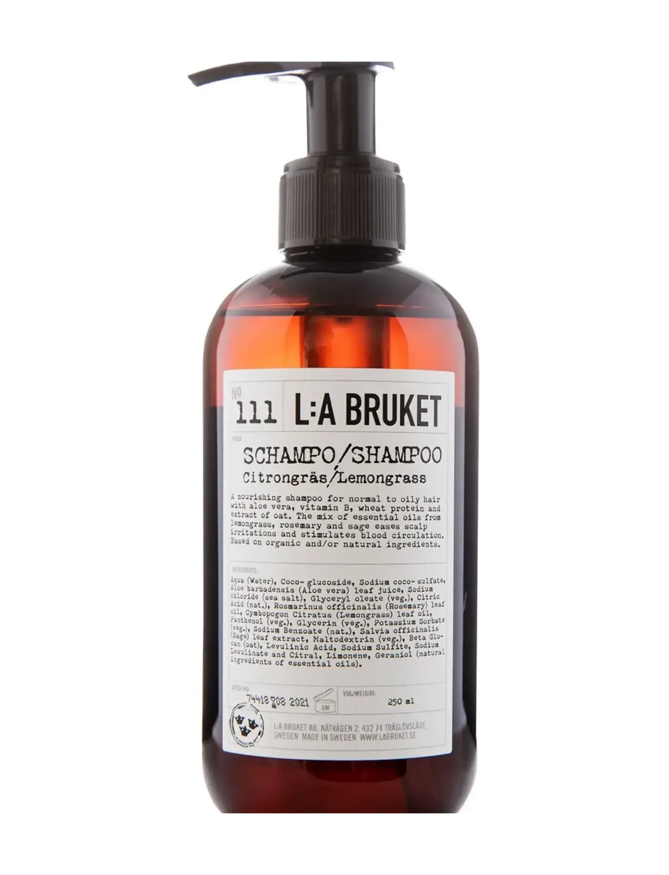 L:a Bruket 111 Shampoo Lemongrass, Shampoo, Nude, Str: 240 ml