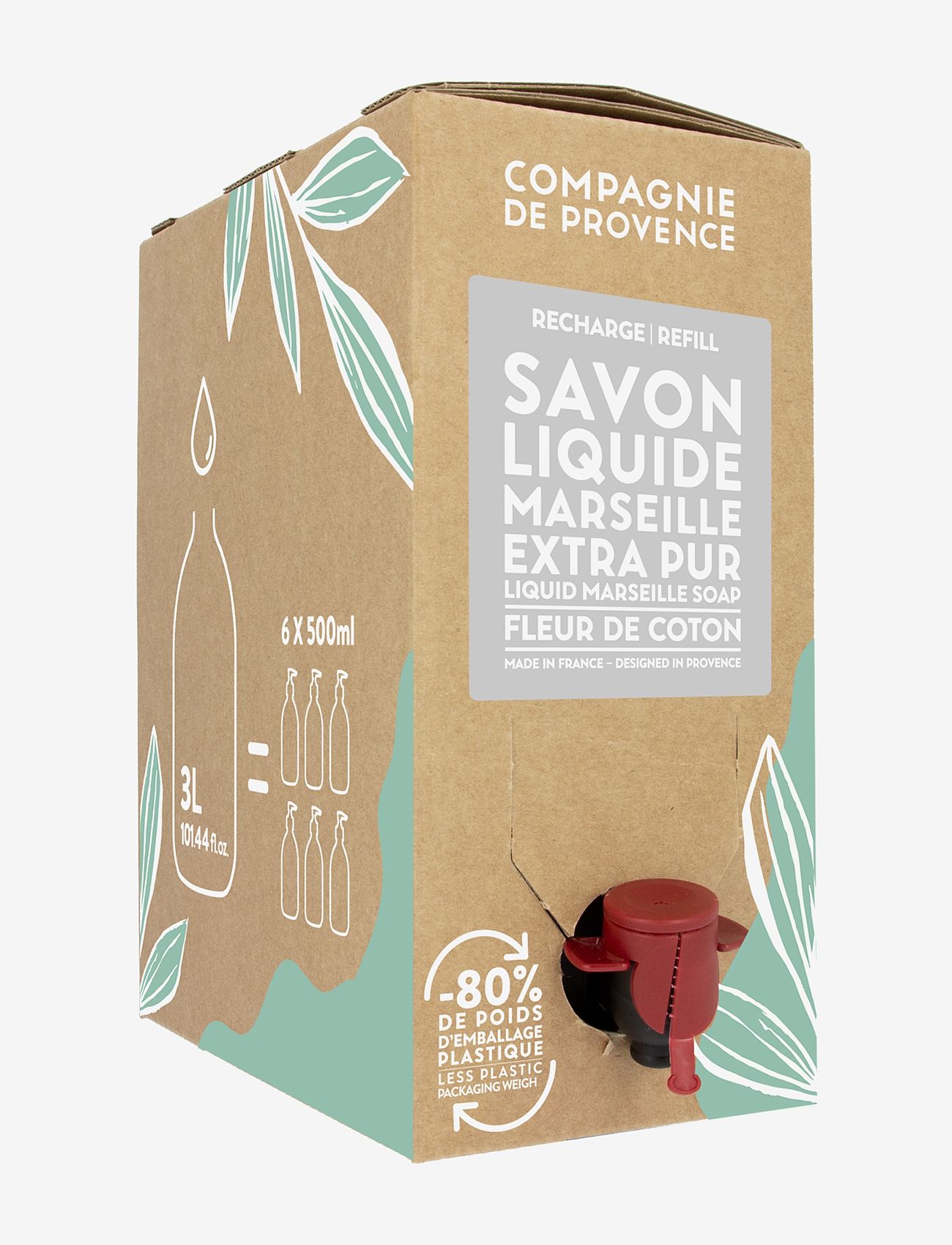 La Compagnie de Provence - LIQUID MARSEILLE SOAP REFILL COTTON FLOWER 3 L - rankų ploviklio užpildai - clear - 1