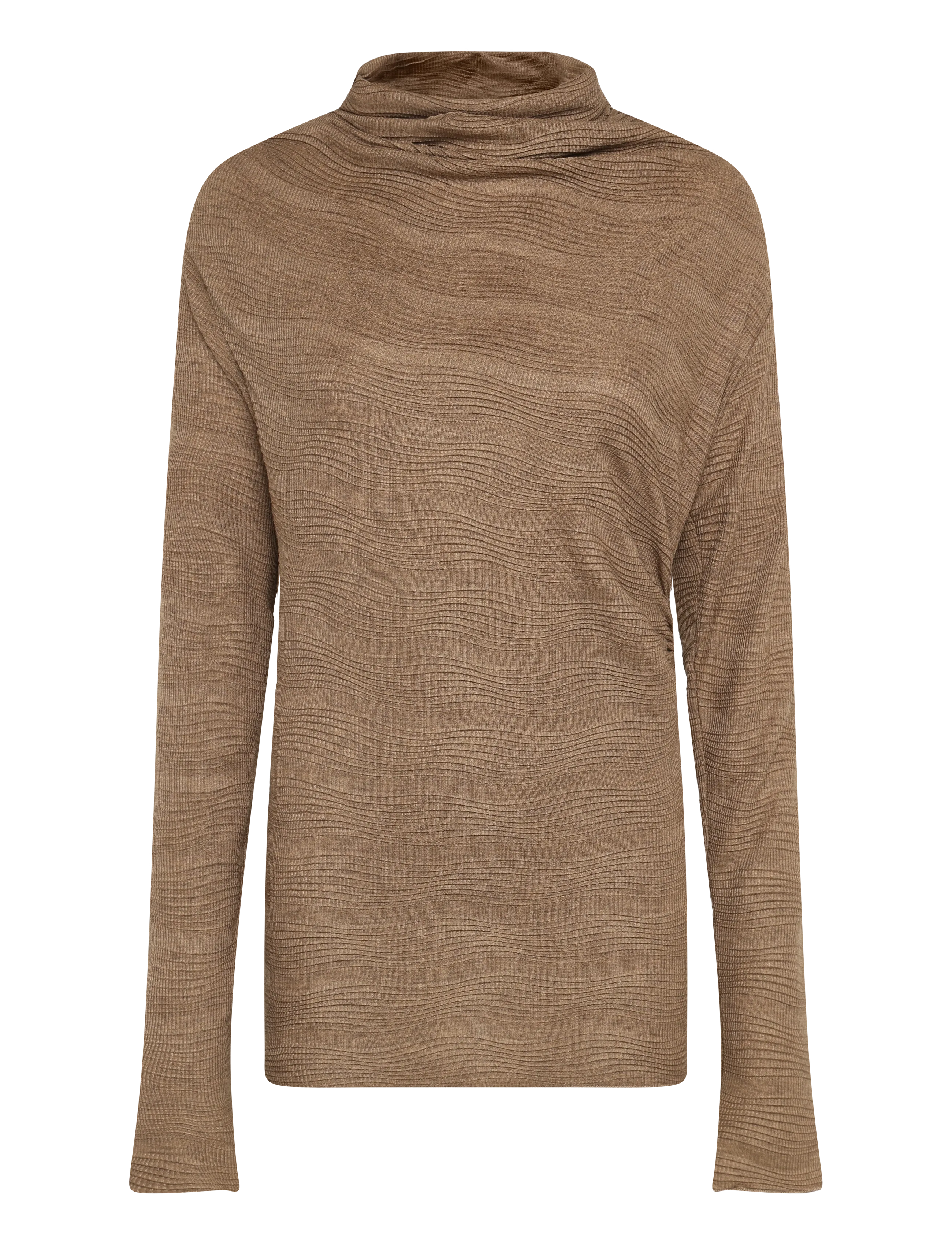 La Rouge Luna Blouse w. Water Fall - La Rouge - CAMEL / brown