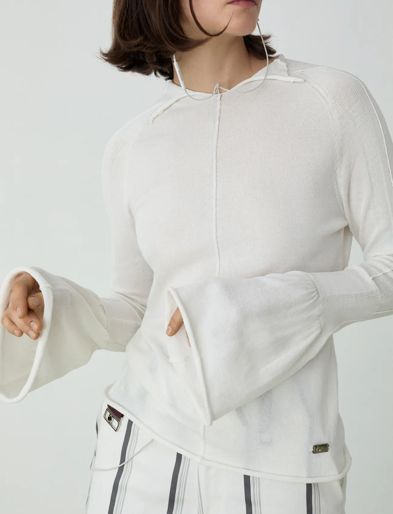 Laagam Odine Ecru Knitted Long Knitted Top - - XS 1