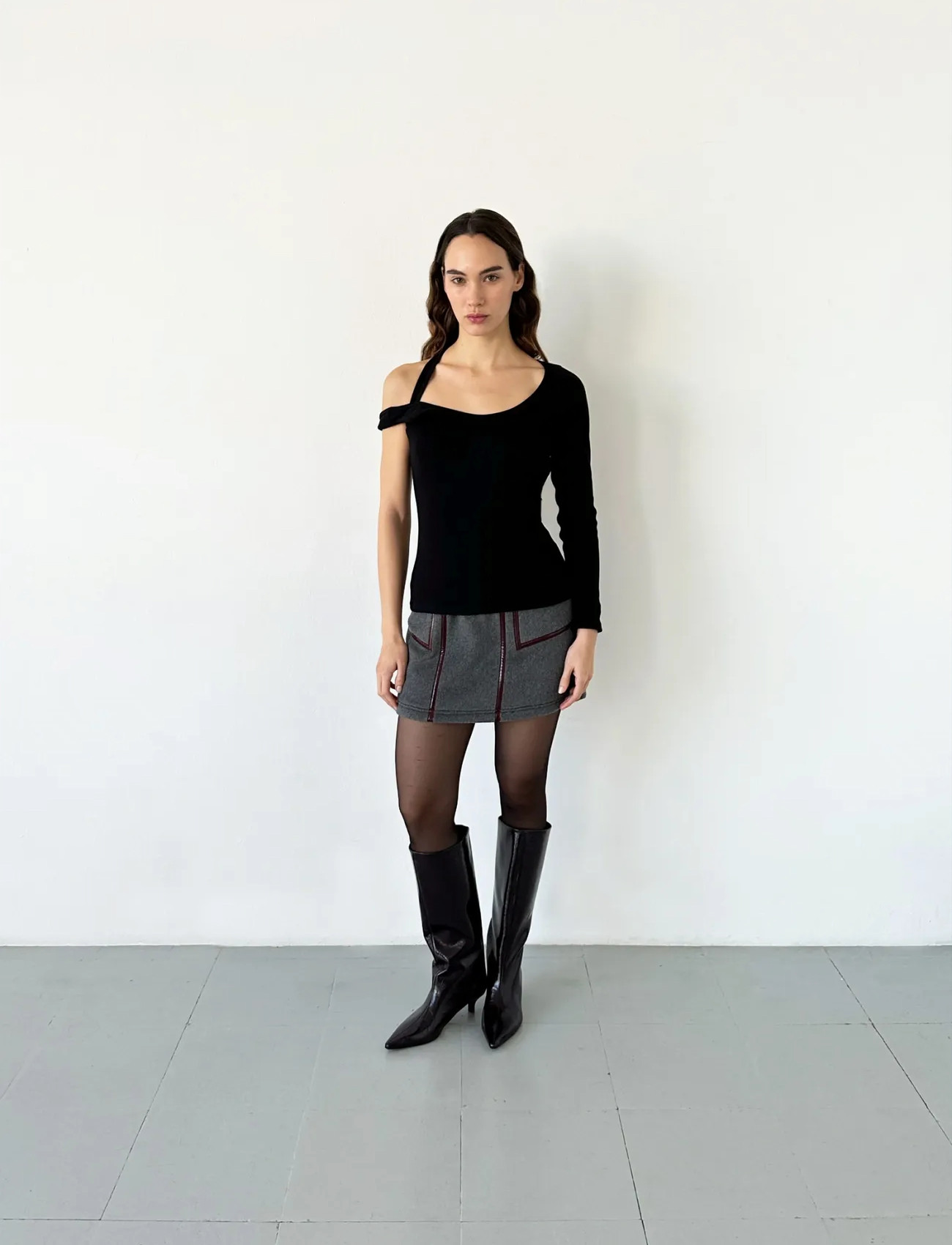 Laagam Frankie Grey Short Skirt - Grey - 34