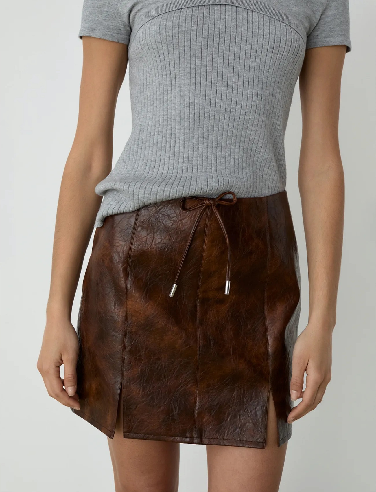 Laagam Juna Brown Short Skirt - Brown - S