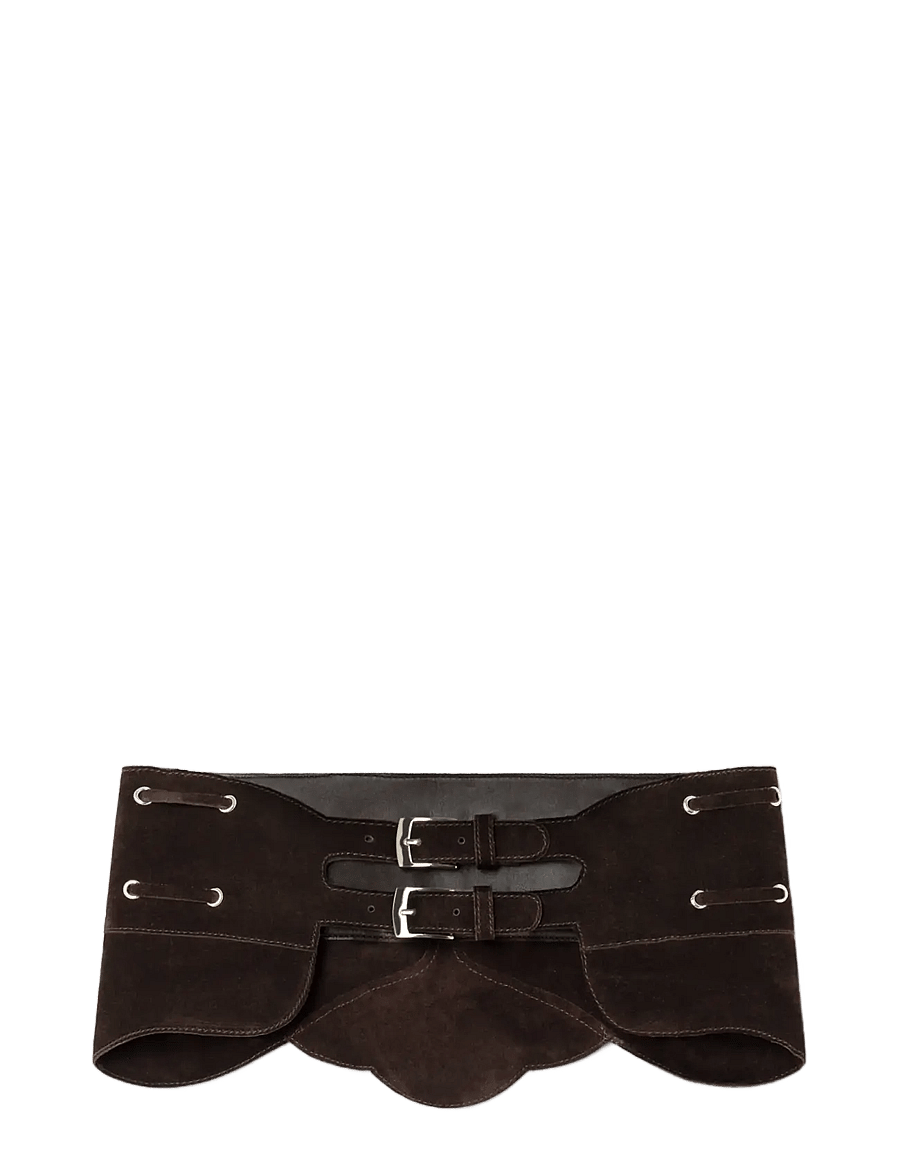 Laagam - AVERY CHOCOLATE SUEDE BELT - leather belts - brown - 0