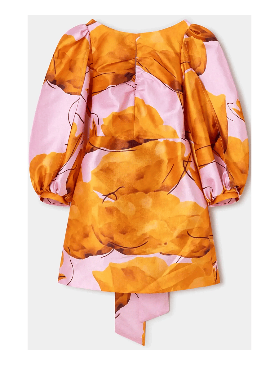 Laagam - LIZA FLEUR PUFF SLEEVE DRESS - sommerkleider - orange - 1