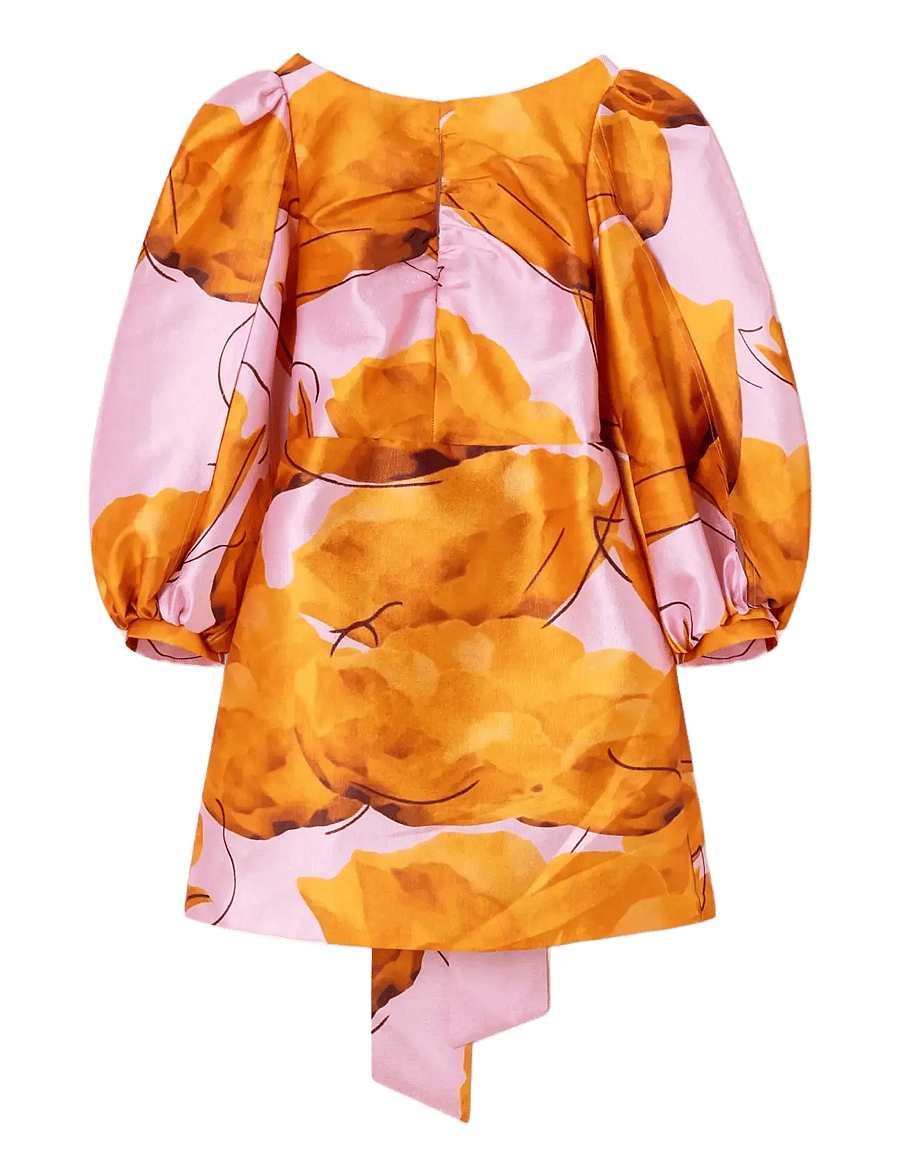 Laagam - LIZA FLEUR PUFF SLEEVE DRESS - sommerkleider - orange - 1