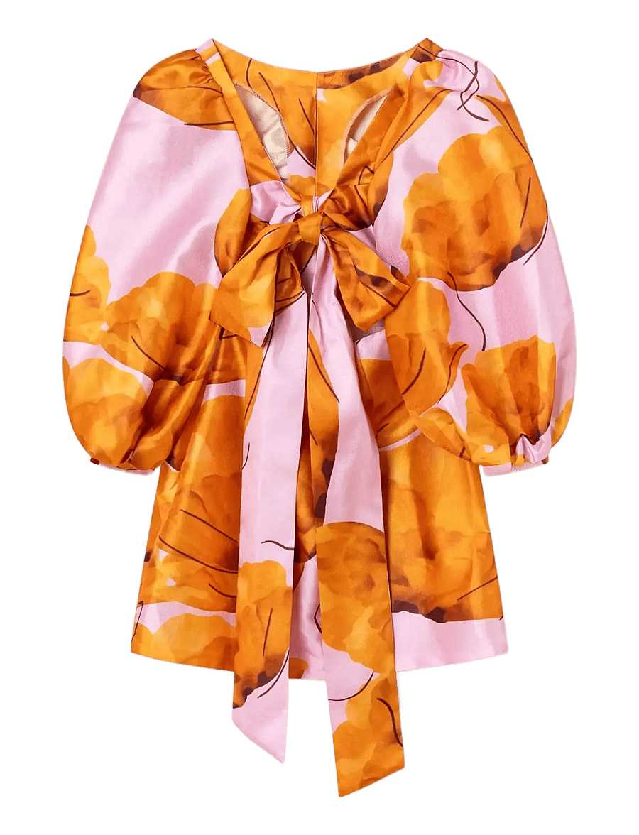 Laagam - LIZA FLEUR PUFF SLEEVE DRESS - sommerkleider - orange - 2