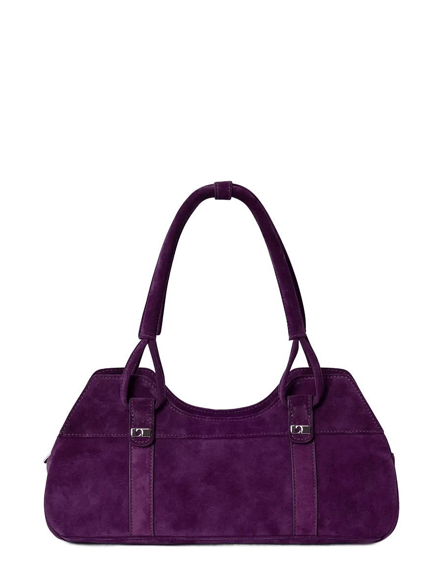 Laagam - JANE AUBERGINE SUEDE BAG - shoulder bags - aubergine - 0