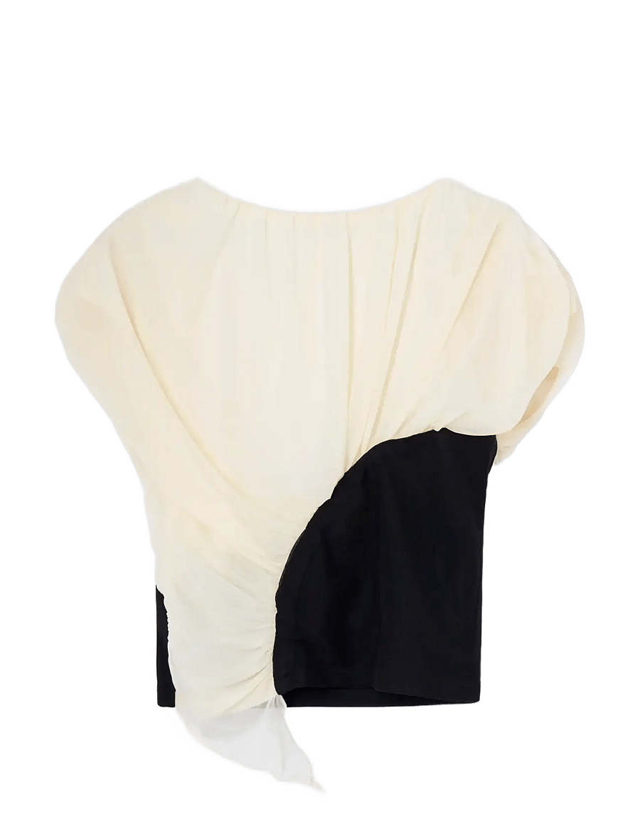 Laagam - GEMINI ECRU DRAPED TOP - short-sleeved blouses - ecru - 1
