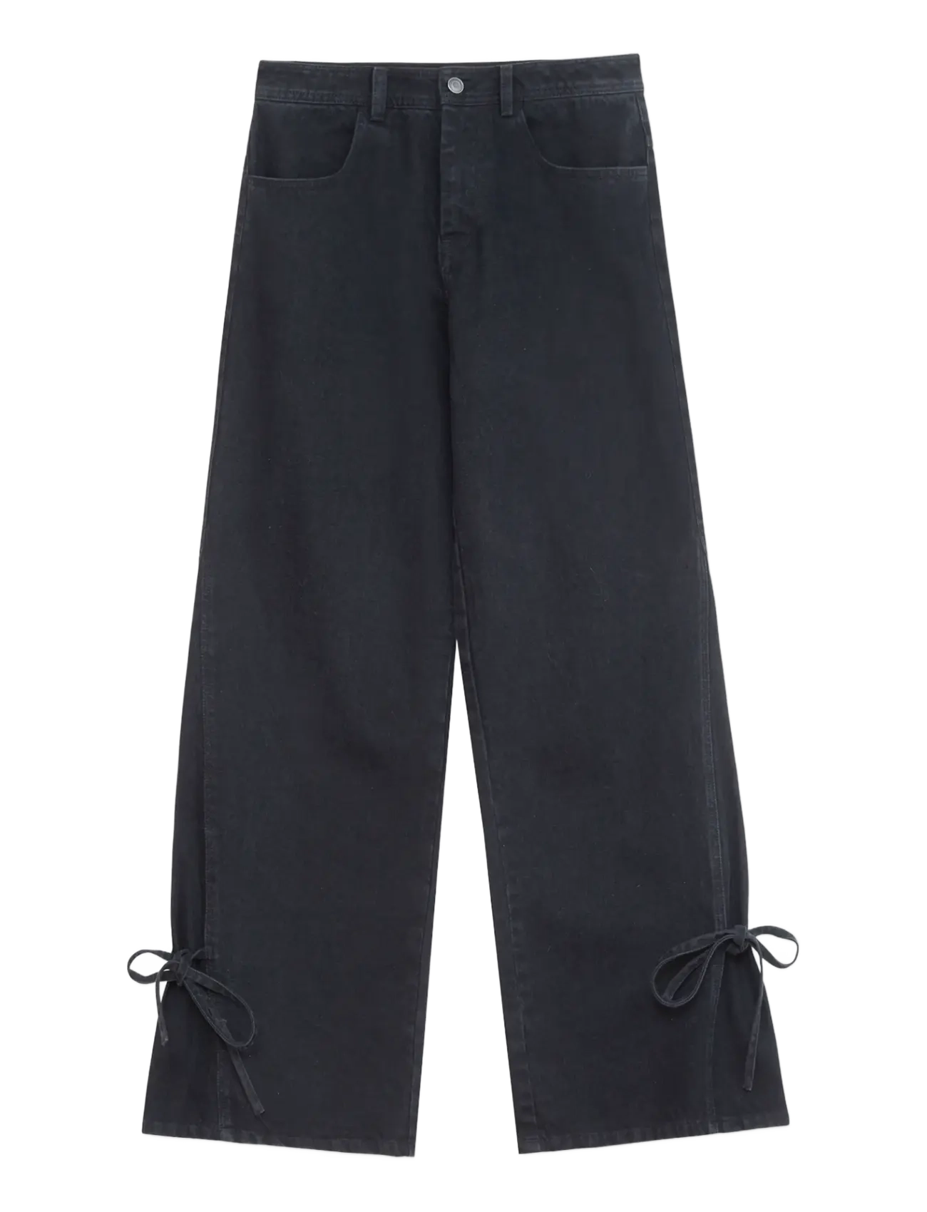 Laagam - JADA BLACK DENIM RELAXED JEANS - hosen mit weitem bein - black - 1
