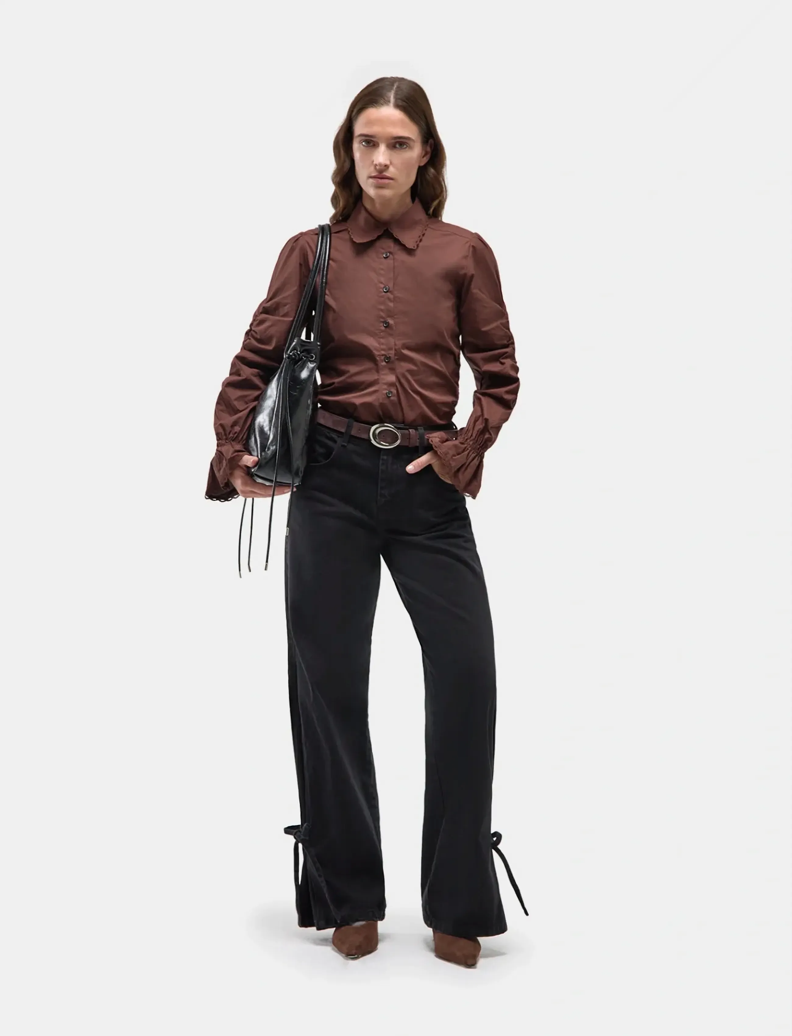 Laagam Jada Black Denim Relaxed Jeans, 42, Black, Jeans > Vidde, Dame