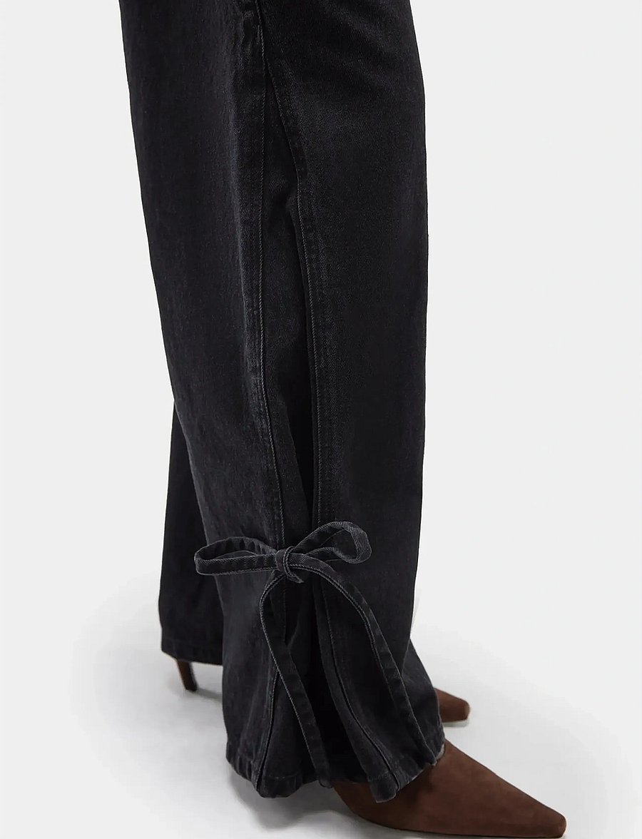Laagam - JADA BLACK DENIM RELAXED JEANS - hosen mit weitem bein - black - 4