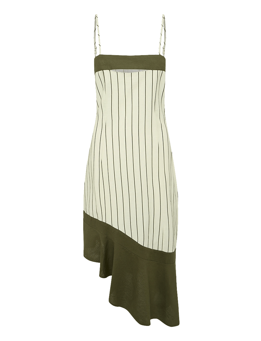 Laagam - BREEZE KAKHI ASYMMETRIC MIDI DRESS - robes d'été - khaki - 1
