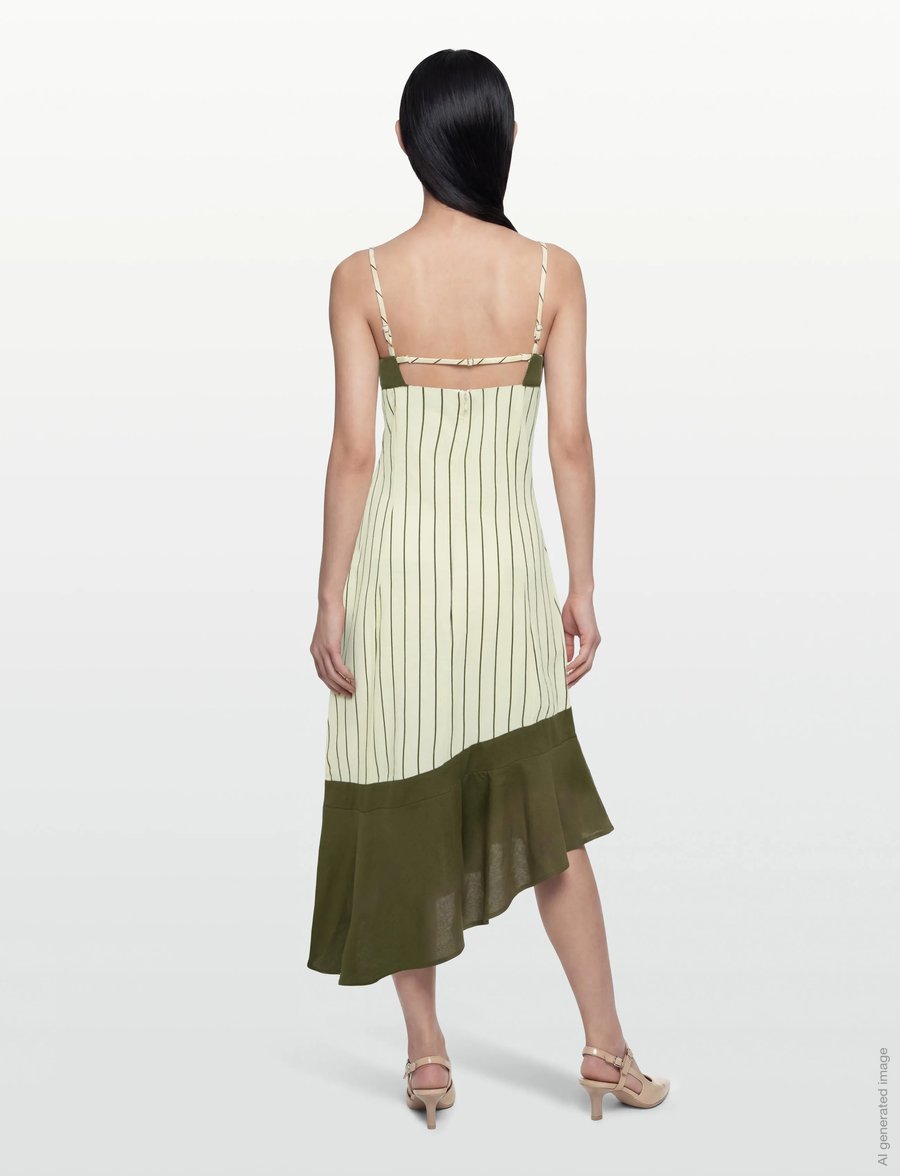 Laagam - BREEZE KAKHI ASYMMETRIC MIDI DRESS - robes d'été - khaki - 4