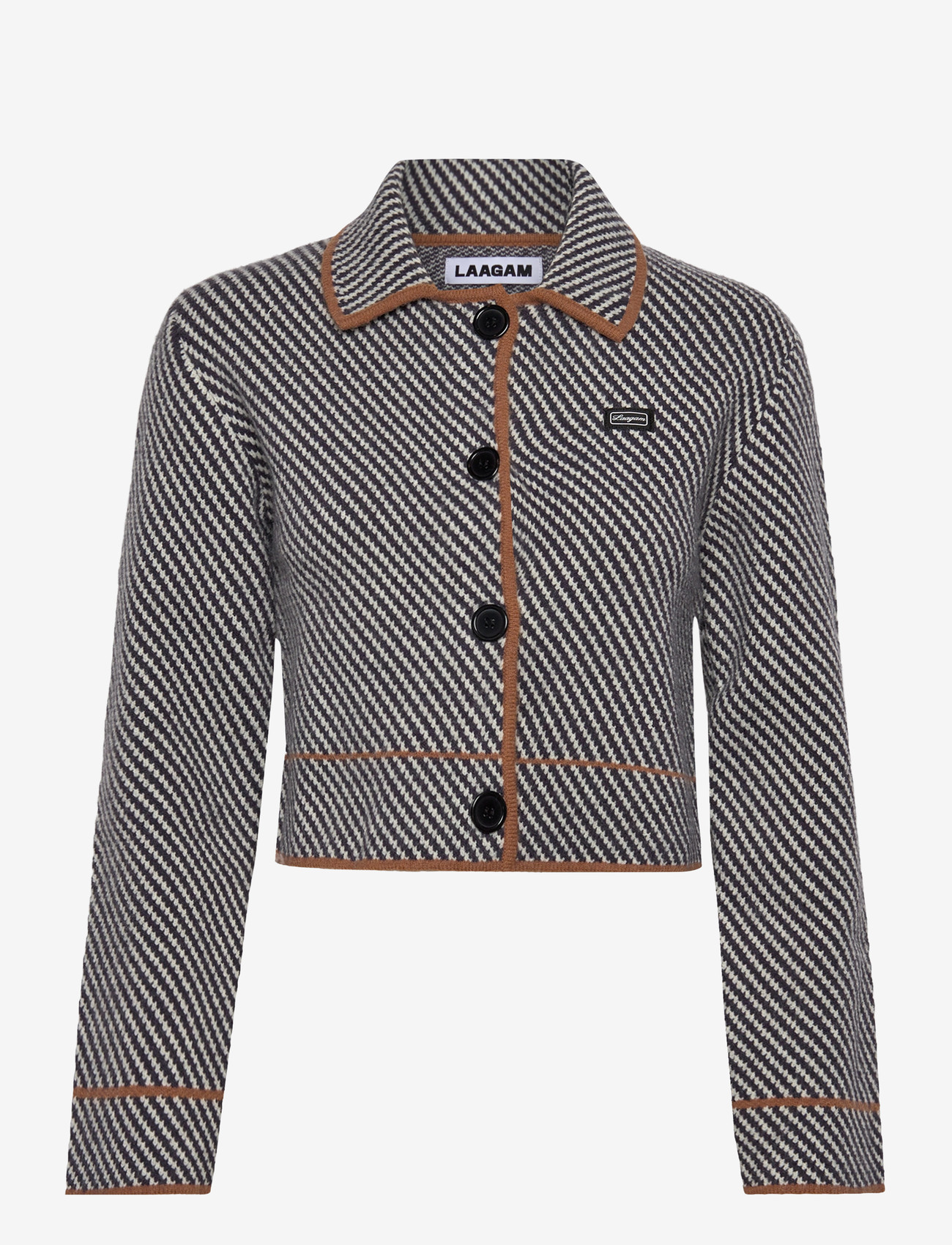 Laagam - BEVERLY GREY STRIPED CARDIGAN - forårsjakker - grey - 1