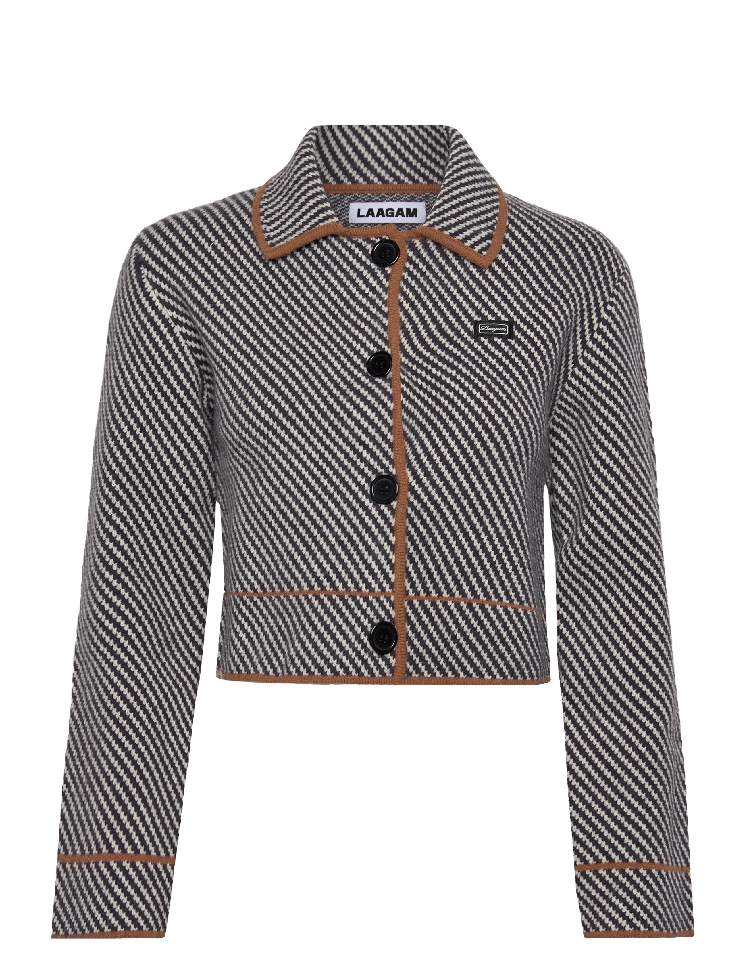 Laagam BEVERLY GREY STRIPED CARDIGAN - Jackor & Kappor - GREY / multi