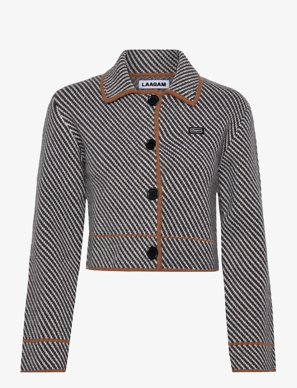 Laagam - BEVERLY GREY STRIPED CARDIGAN - efterårsjakker - grey - 1