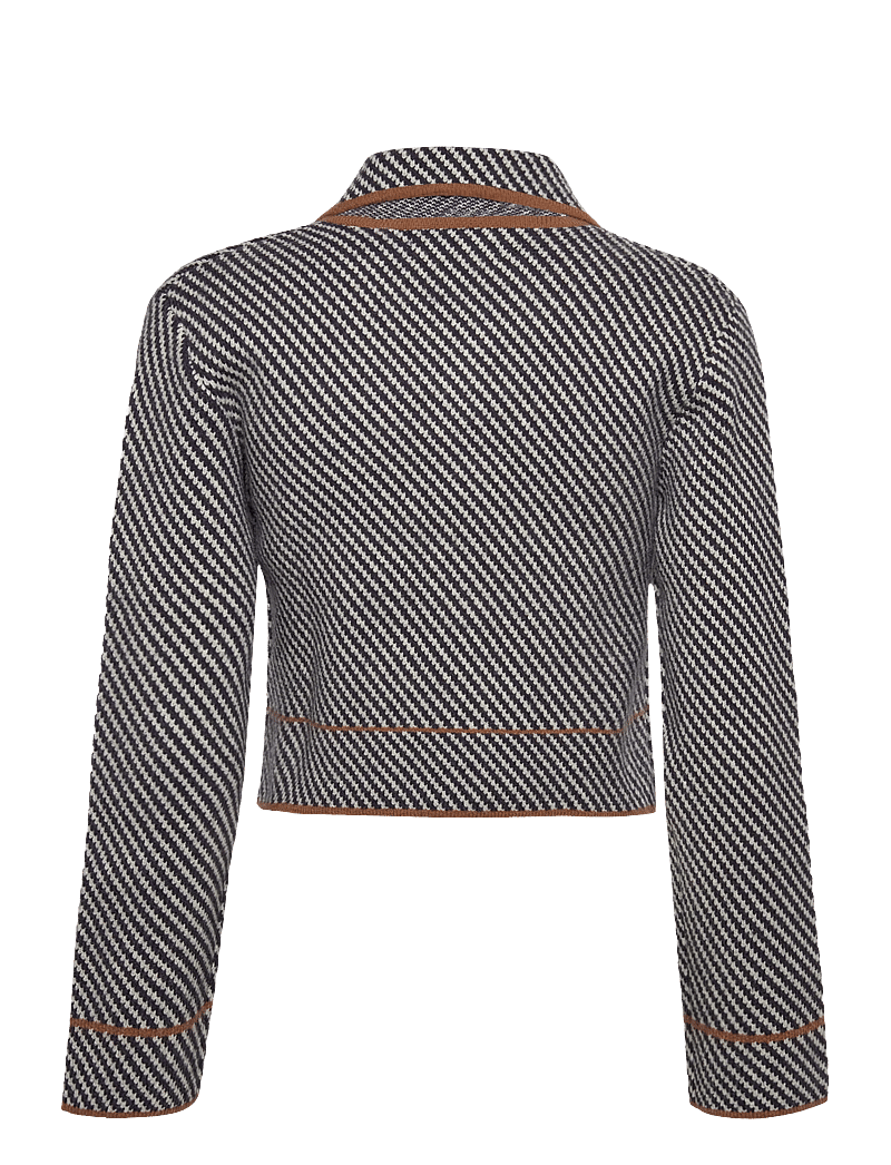 Laagam - BEVERLY GREY STRIPED CARDIGAN - höstjackor - grey - 2