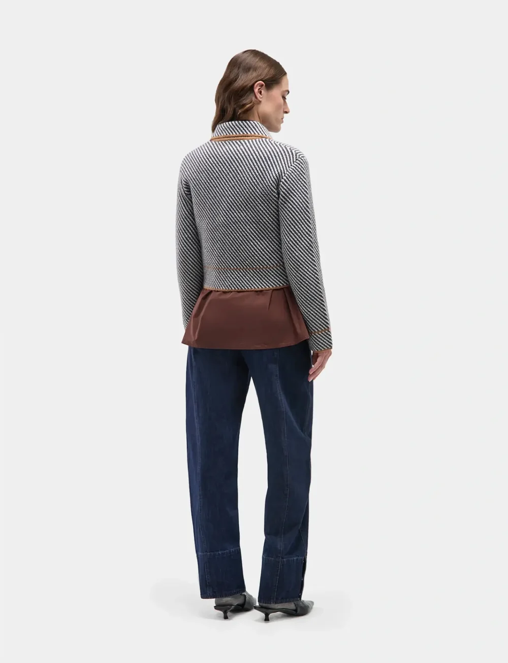 Laagam - BEVERLY GREY STRIPED CARDIGAN - efterårsjakker - grey - 3