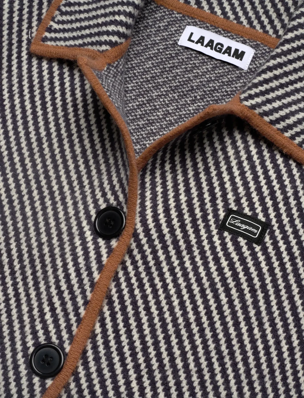 Laagam - BEVERLY GREY STRIPED CARDIGAN - efterårsjakker - grey - 5