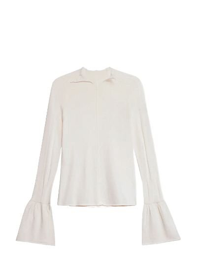 Laagam ODINE ECRU KNITTED LONG KNITTED TOP - Hversdagsleg Tíska - ECRU / white