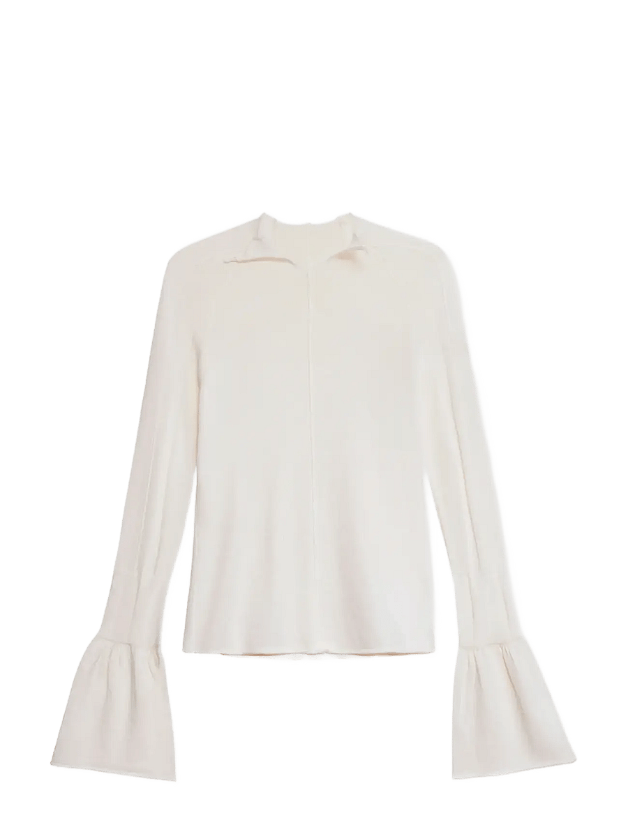 Laagam - ODINE ECRU KNITTED LONG KNITTED TOP - långärmade blusar - ecru - 1