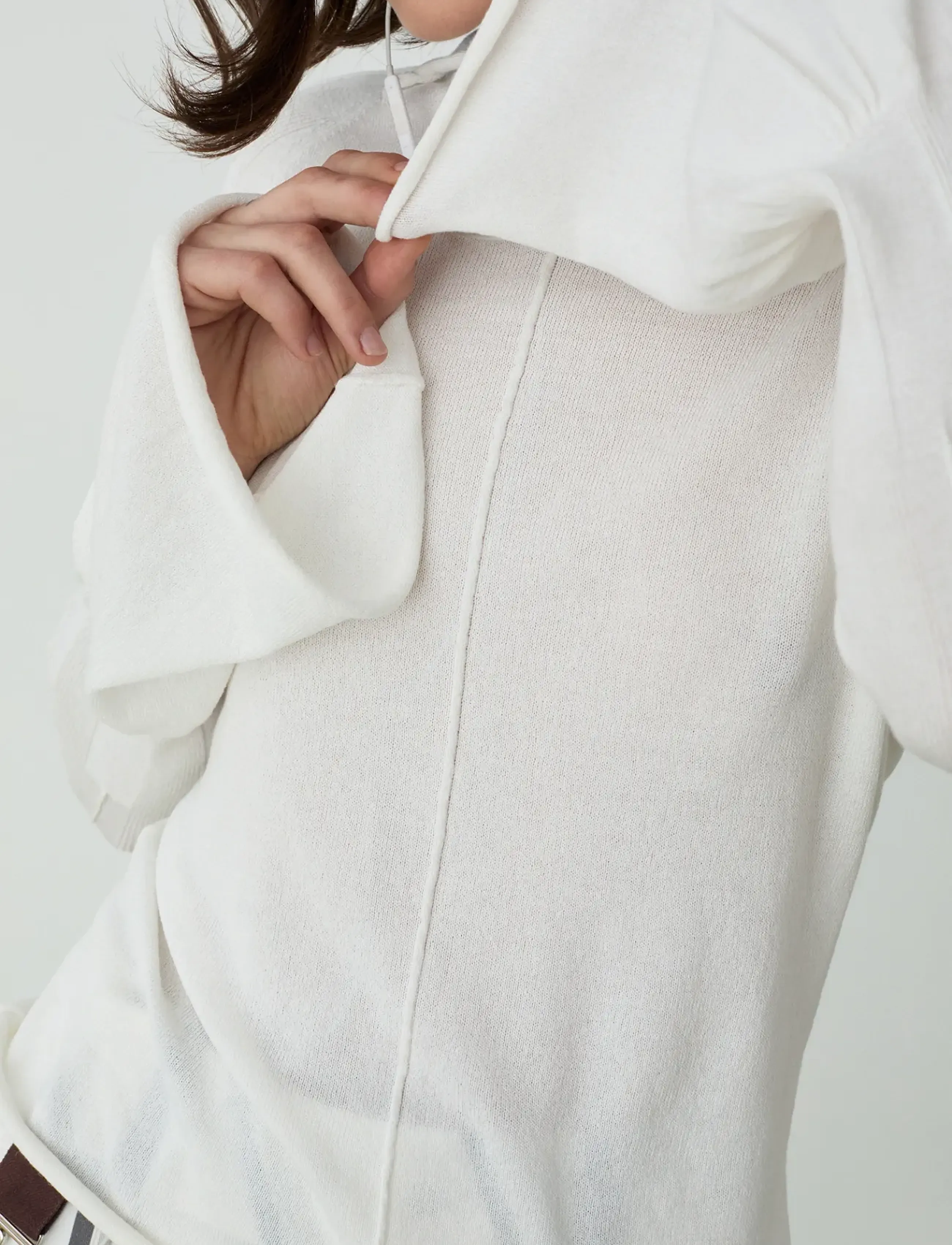 Laagam - ODINE ECRU KNITTED LONG KNITTED TOP - long sleeved blouses - ecru - 2