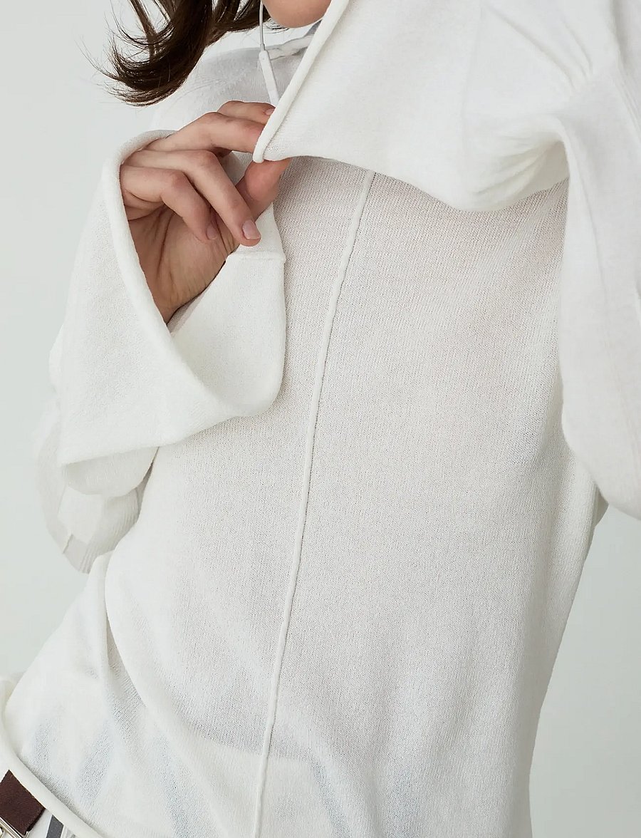 Laagam - ODINE ECRU KNITTED LONG KNITTED TOP - långärmade blusar - ecru - 2