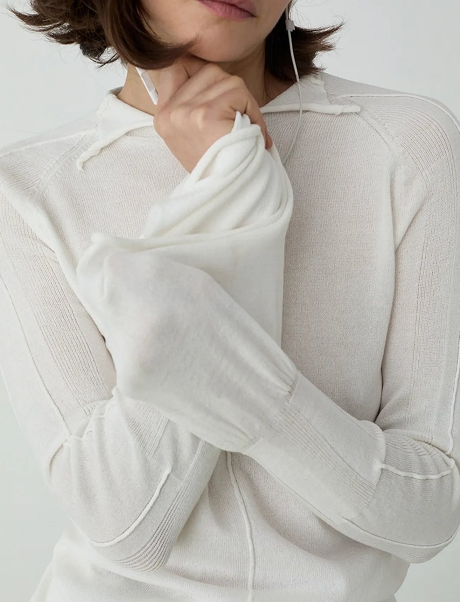 Laagam - ODINE ECRU KNITTED LONG KNITTED TOP - långärmade blusar - ecru - 3