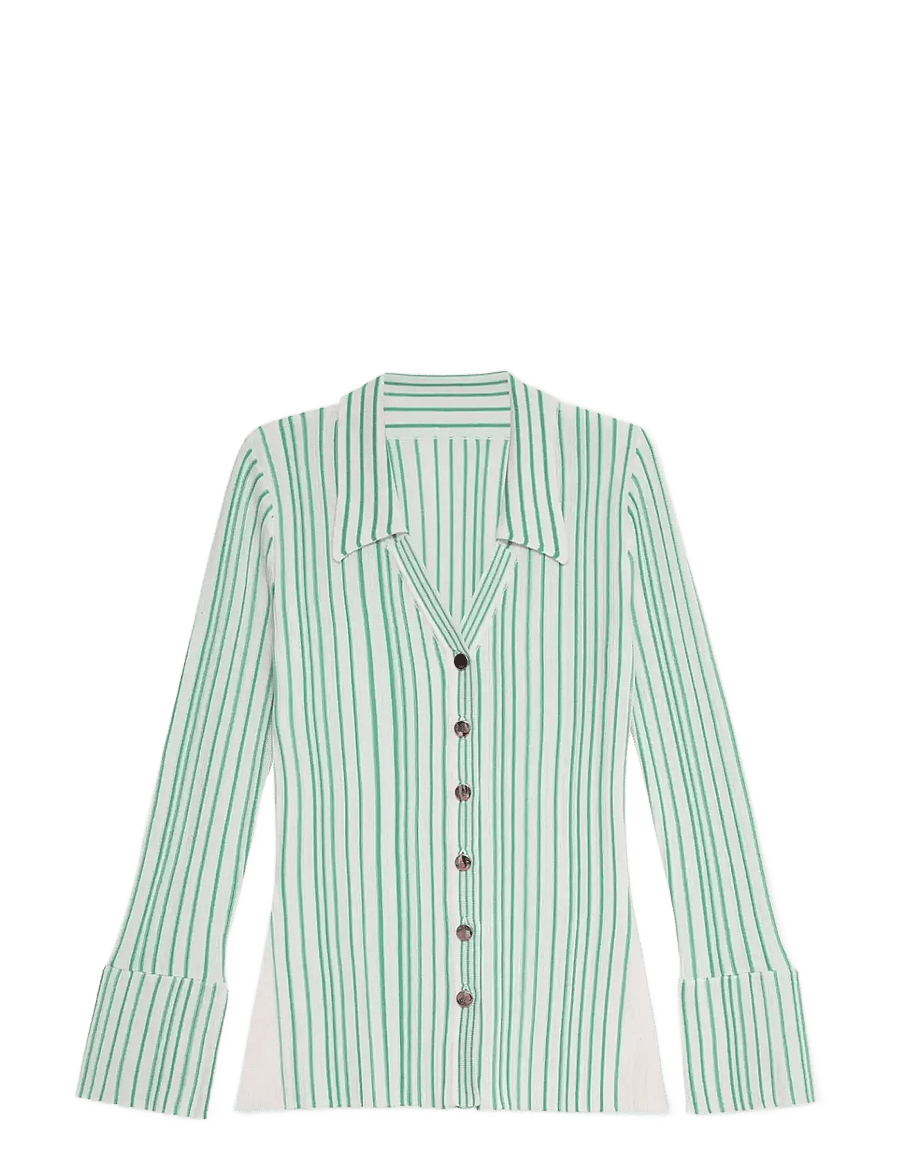 Laagam - GIULIA GREEN STRIPED KNITTED TOP - jeansowe koszule - green - 1