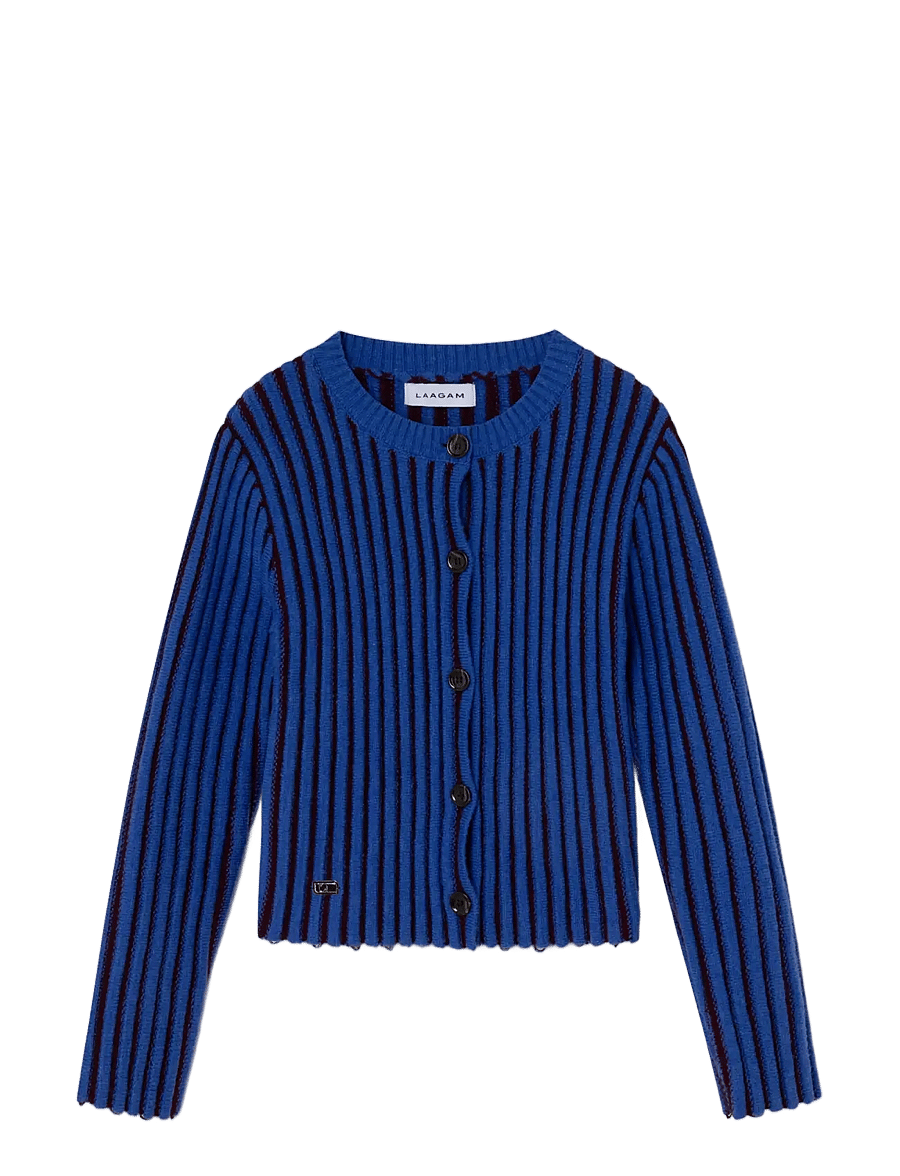 Laagam - JOYCE BLUE TEXTURED CARDIGAN - cardigans - blue - 0