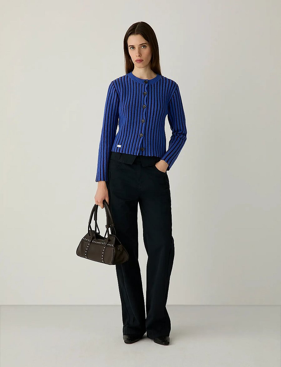 Laagam - JOYCE BLUE TEXTURED CARDIGAN - cardigans - blue - 0