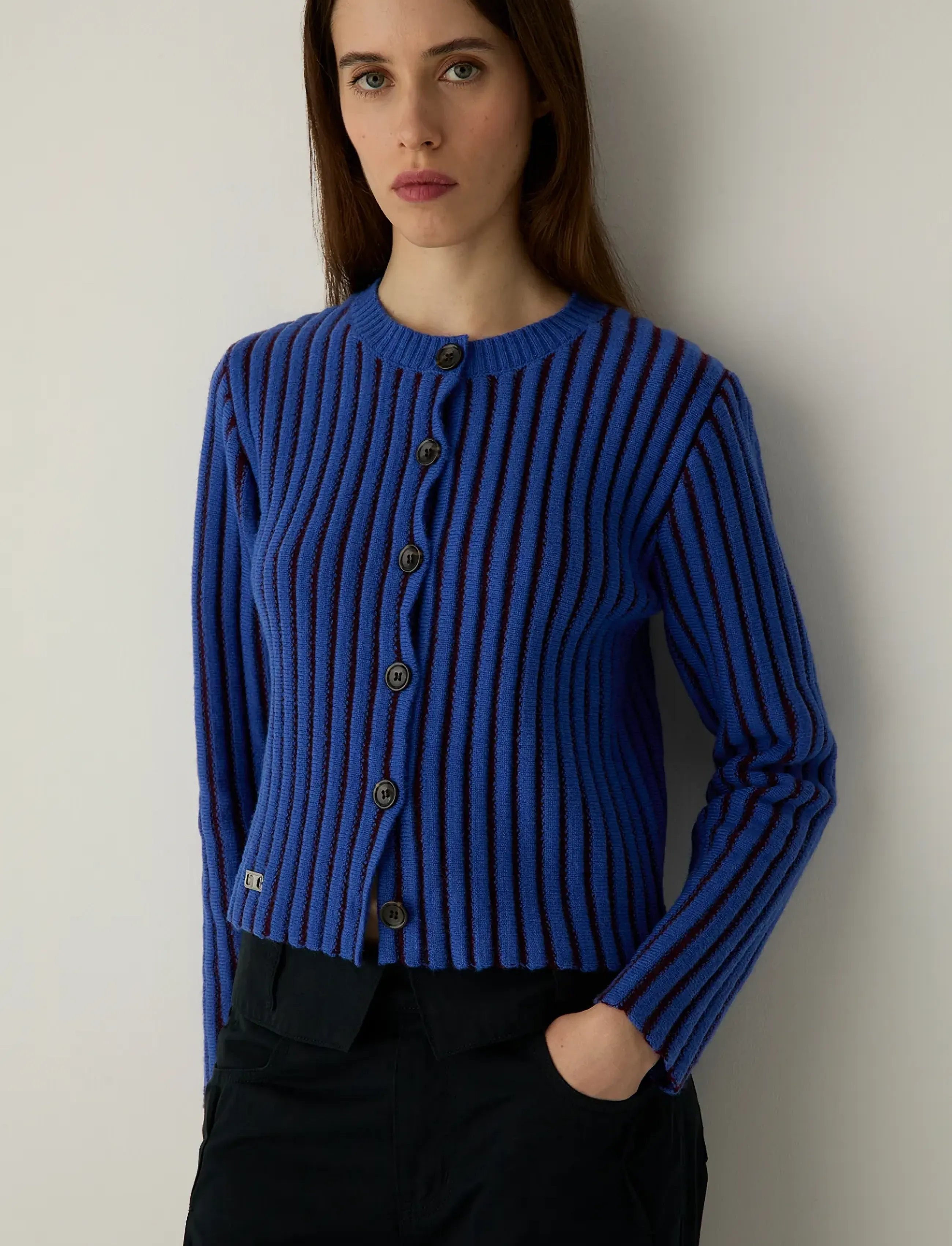Laagam - JOYCE BLUE TEXTURED CARDIGAN - cardigans - blue - 3