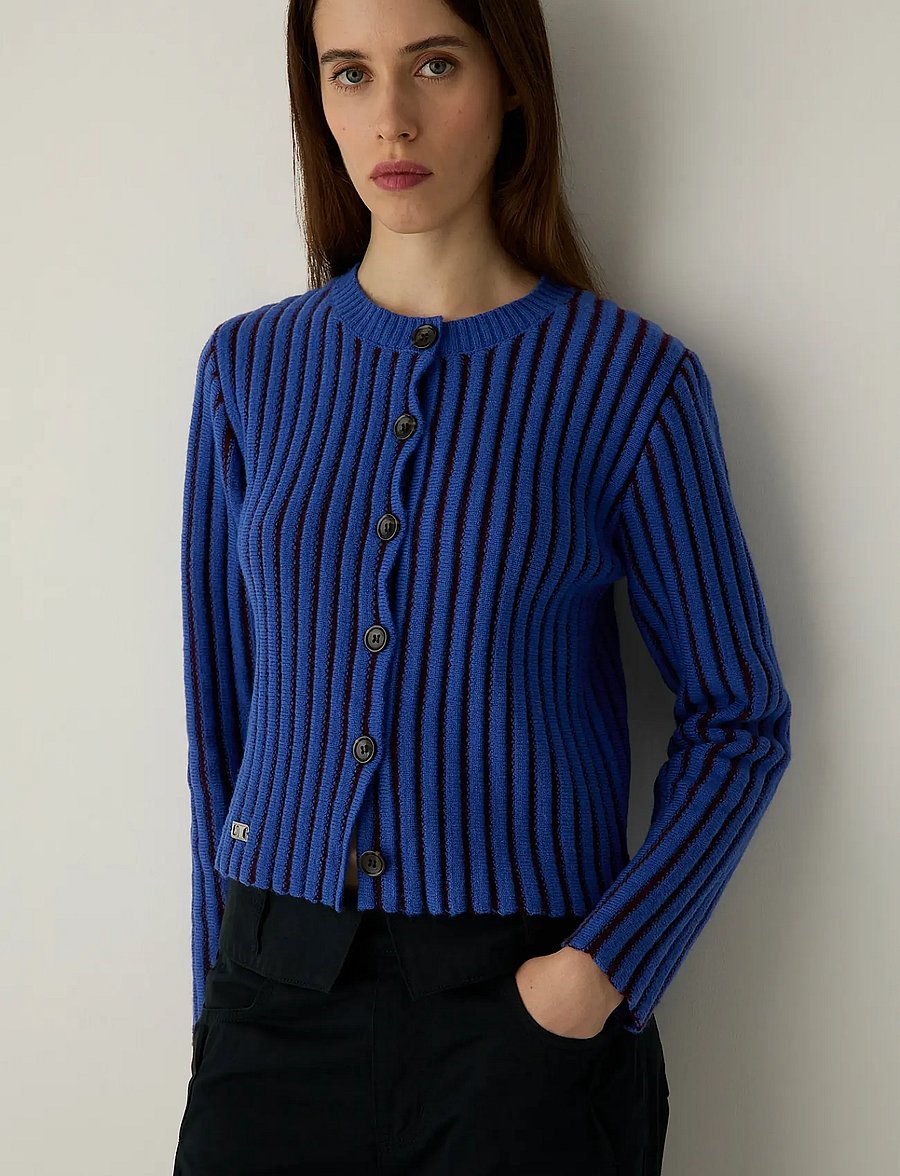Laagam - JOYCE BLUE TEXTURED CARDIGAN - cardigans - blue - 3
