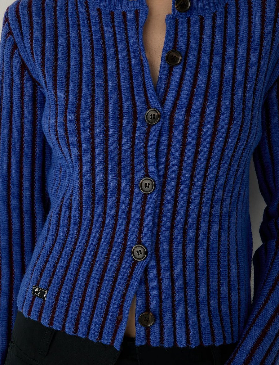 Laagam - JOYCE BLUE TEXTURED CARDIGAN - cardigans - blue - 5