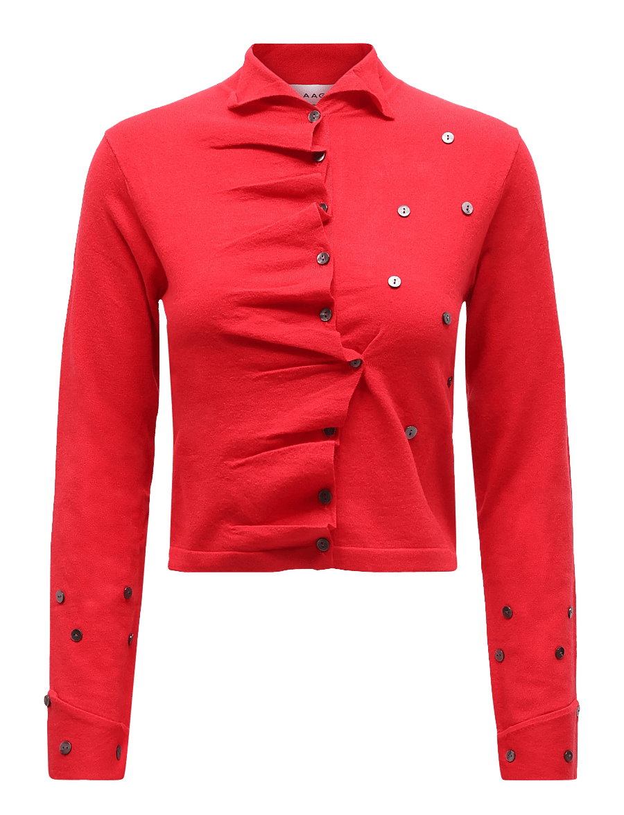 Laagam - FIA RED BUTTONED CARDIGAN - strickjacken - red - 0