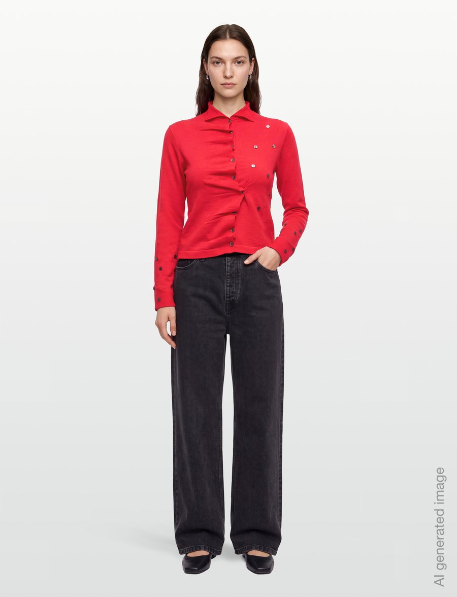 Laagam - FIA RED BUTTONED CARDIGAN - cardigans - red - 0