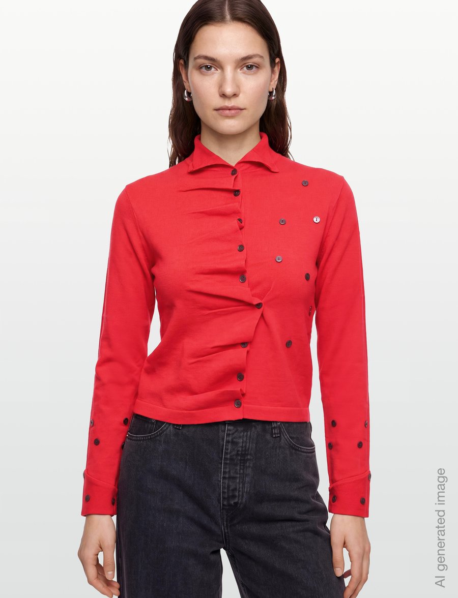 Laagam - FIA RED BUTTONED CARDIGAN - cardigans - red - 3