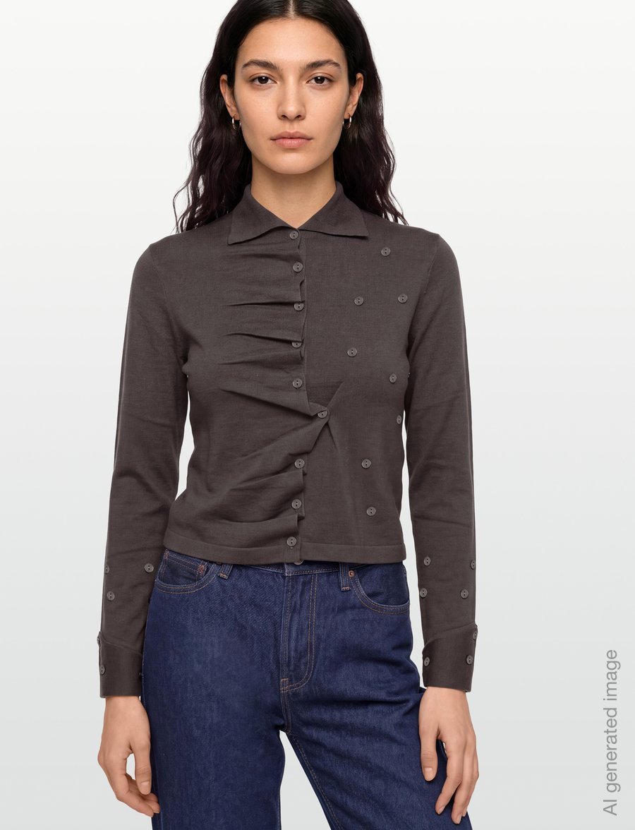 Laagam - FIA GREY BUTTONED CARDIGAN - kardiganai - grey - 3