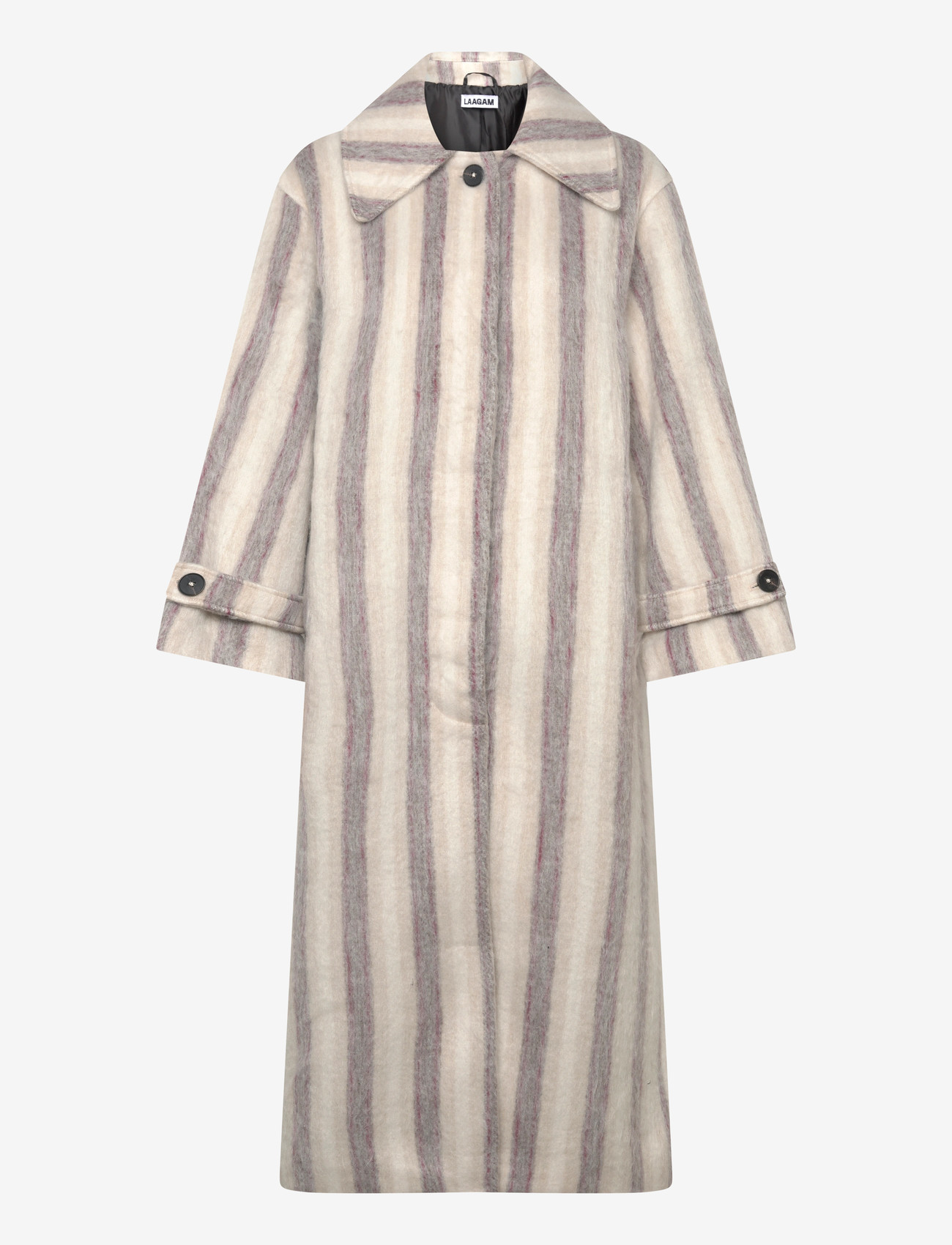Laagam - PORTOBELLO ECRU STRIPED LONG COAT - tunna kappor - ecru - 1