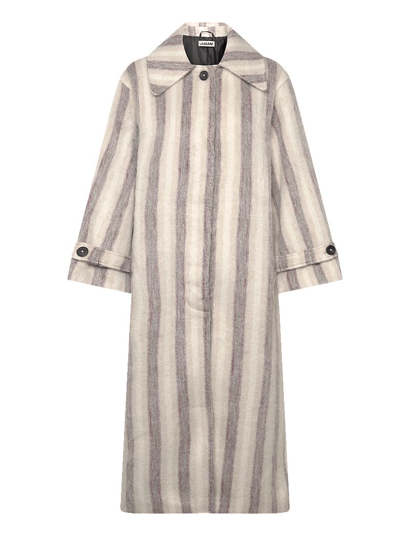Laagam - PORTOBELLO ECRU STRIPED LONG COAT - leichte mäntel - ecru - 1