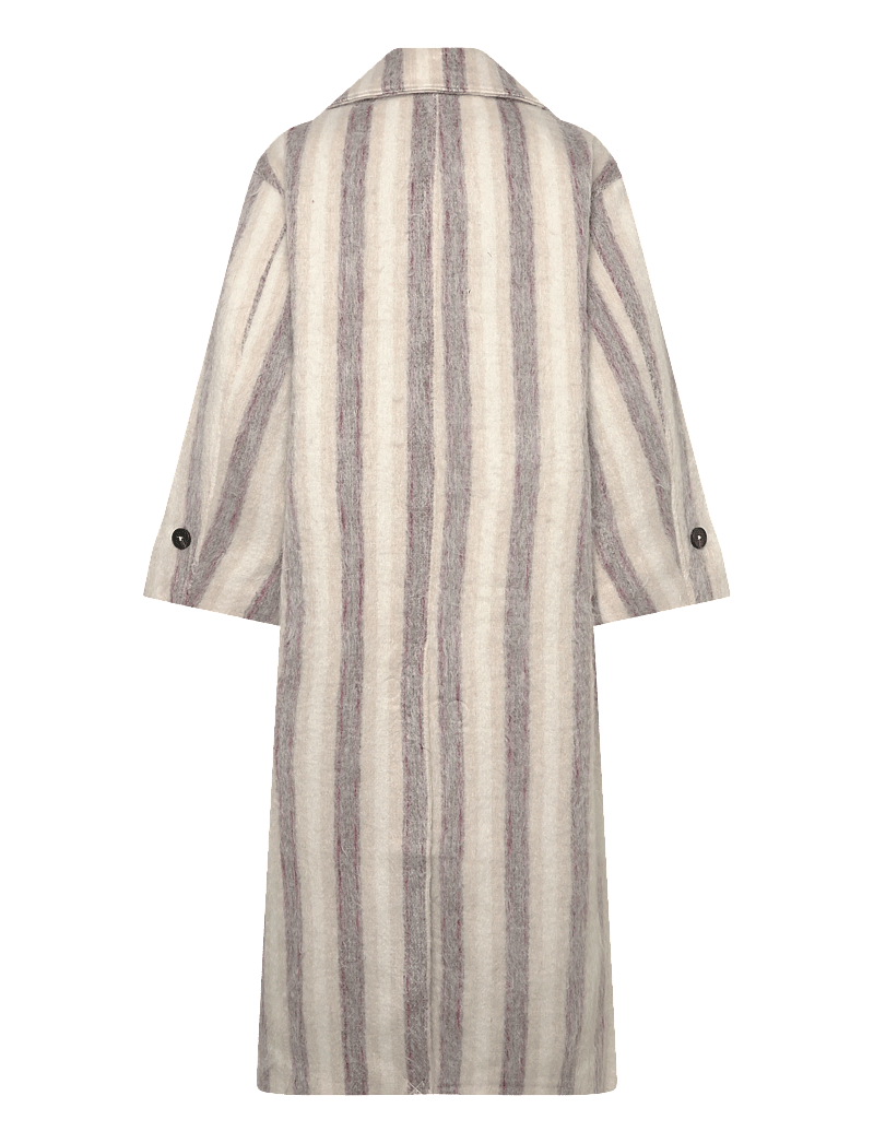 Laagam - PORTOBELLO ECRU STRIPED LONG COAT - leichte mäntel - ecru - 2