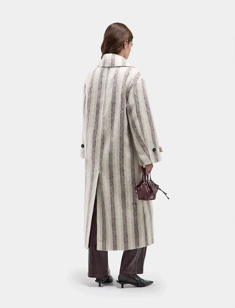 Laagam - PORTOBELLO ECRU STRIPED LONG COAT - leichte mäntel - ecru - 4